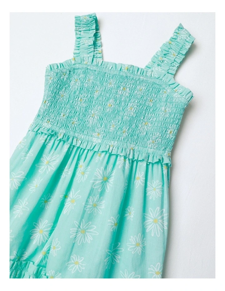 Smocked Tiered Dress in Blue image 2