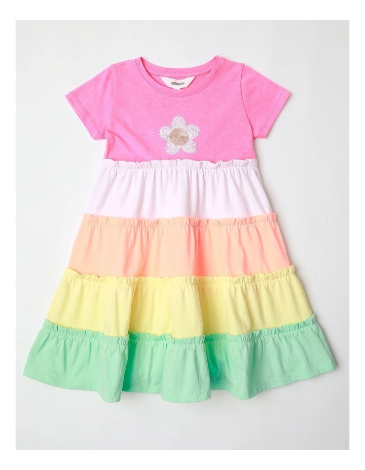 Tiered Dress with Daisy Sequin in Rainbow image 1