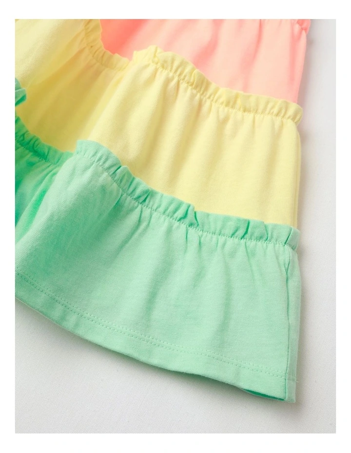 Tiered Dress with Daisy Sequin in Rainbow image 3