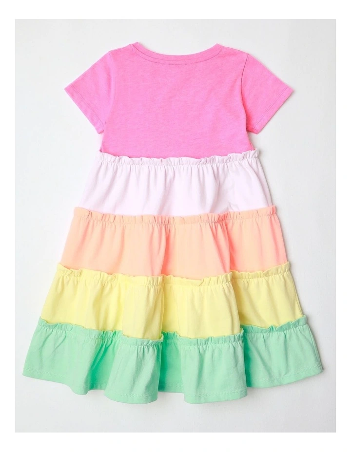 Tiered Dress with Daisy Sequin in Rainbow image 4