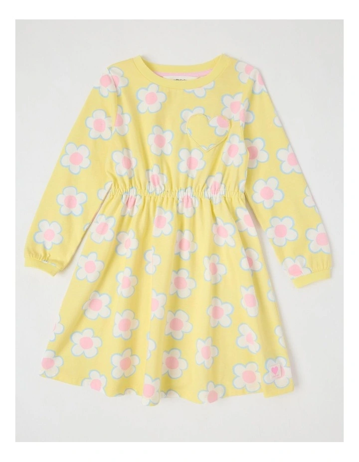 Long Sleeve Fit and Flare Dress in Yellow Daisies image 1