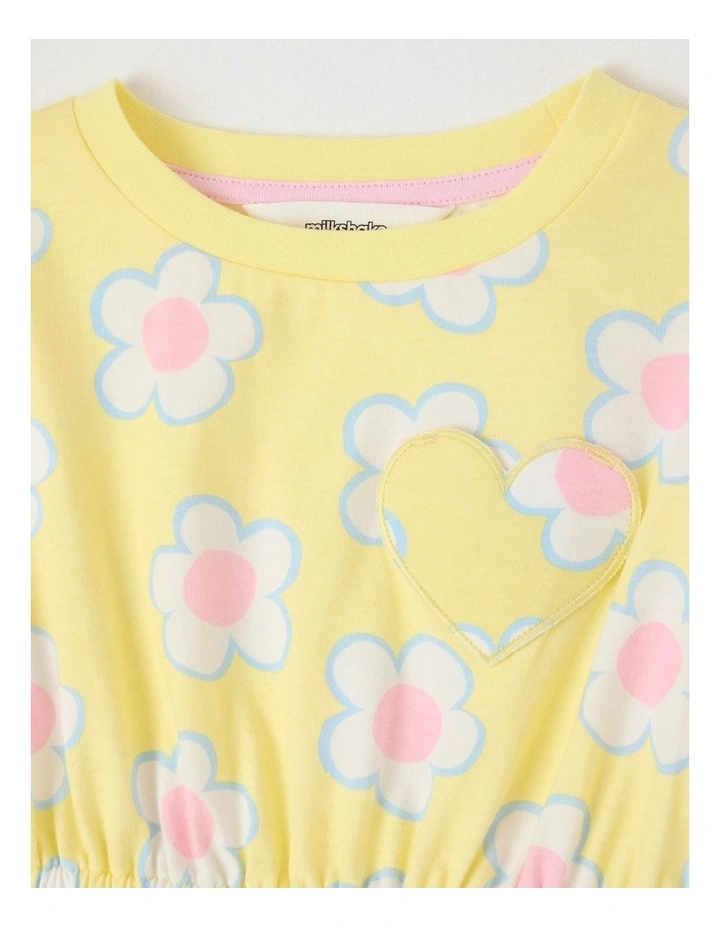 Long Sleeve Fit and Flare Dress in Yellow Daisies image 2