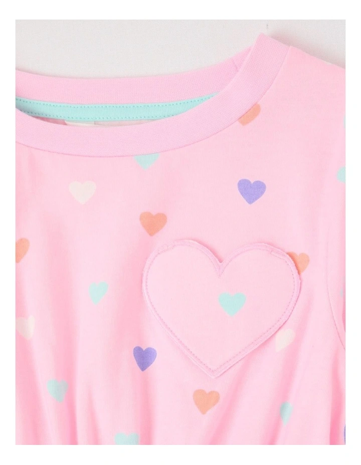 Long Sleeve Fit and Flare Dress in Pink Hearts image 2