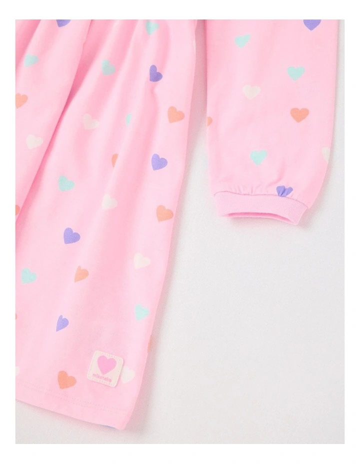 Long Sleeve Fit and Flare Dress in Pink Hearts image 4