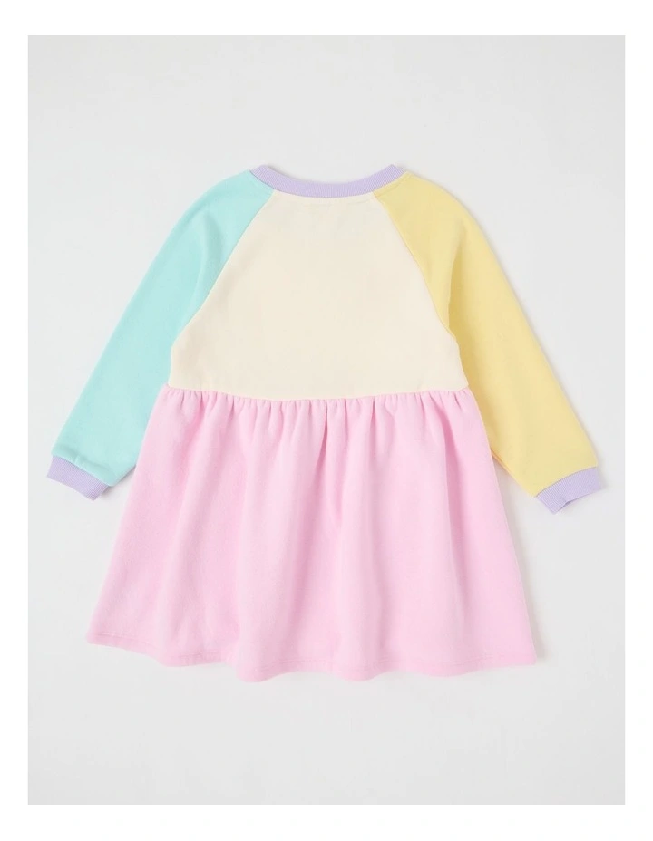 Long Sleeve Raglan Dress with Bunny Pockets in Pink image 3