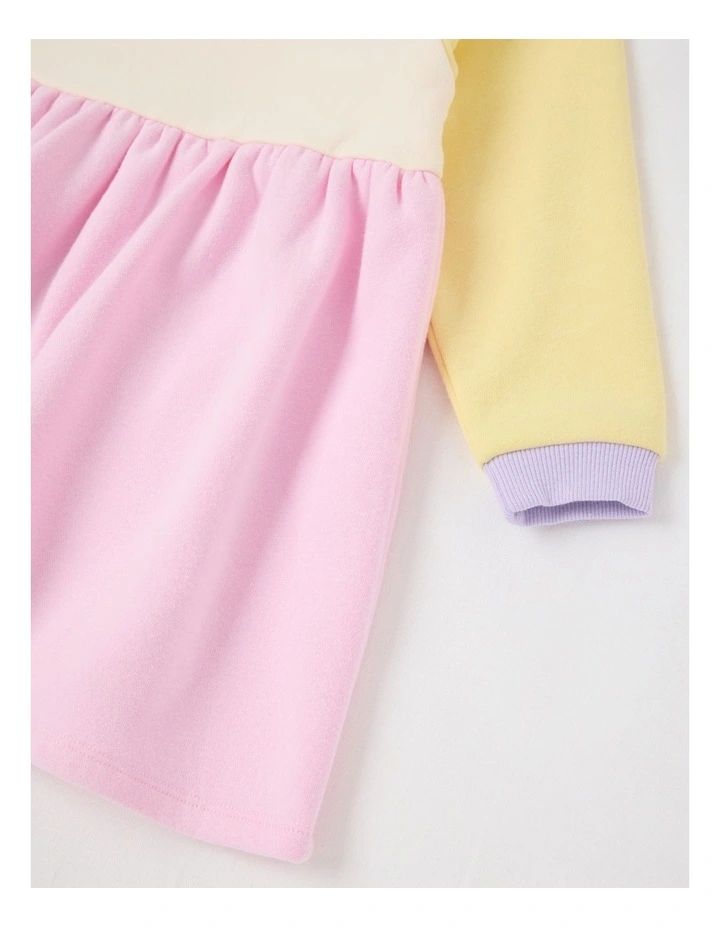 Long Sleeve Raglan Dress with Bunny Pockets in Pink image 4