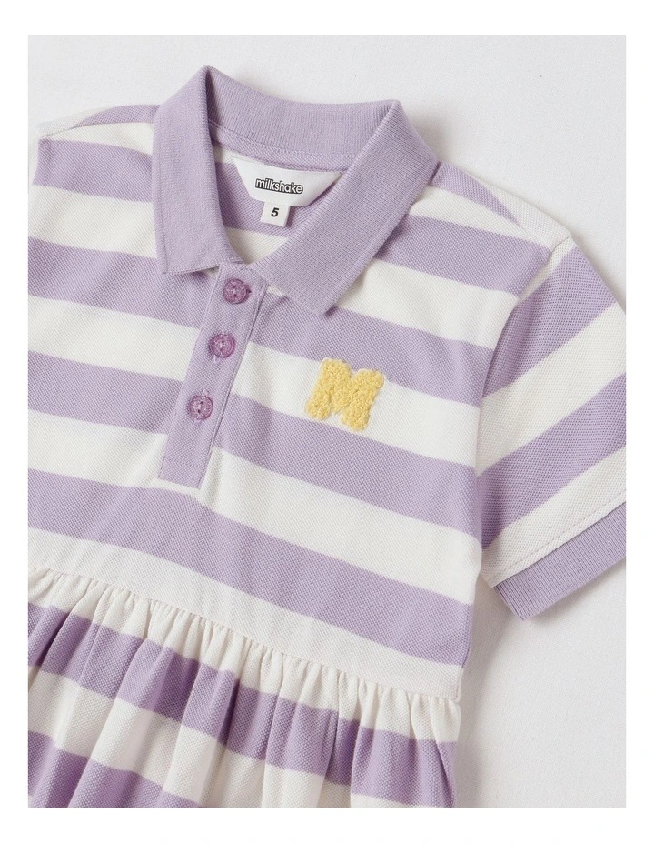 Polo Dress in Purple & Cream Stripe image 2