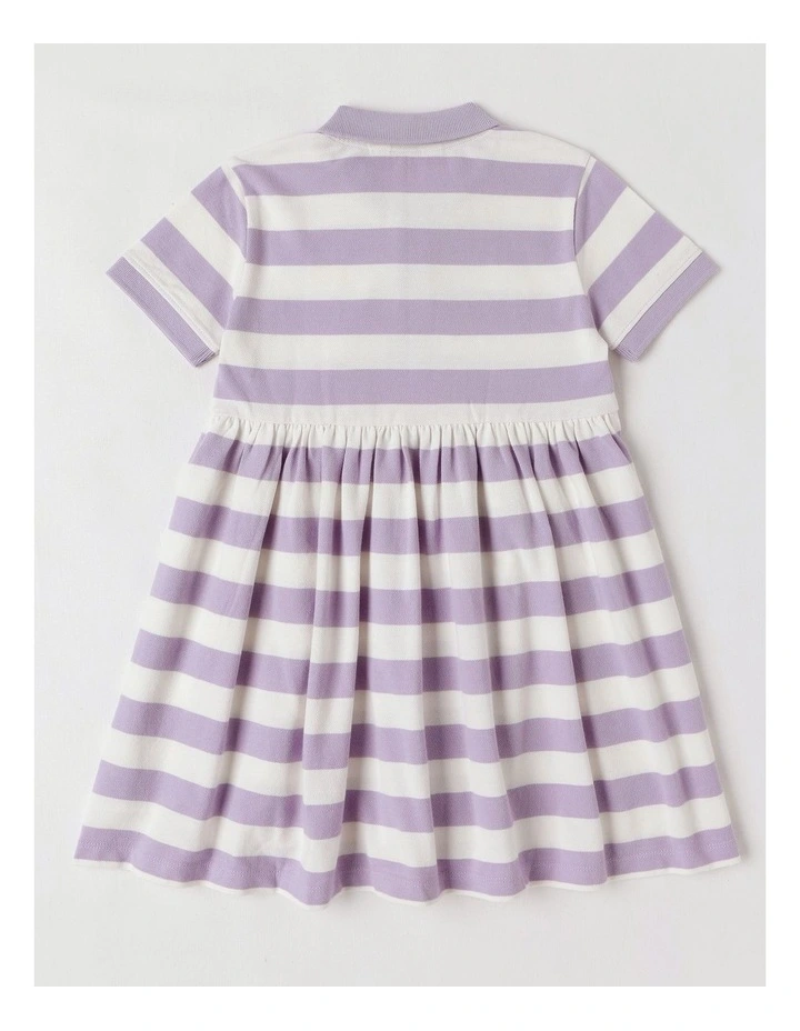 Polo Dress in Purple & Cream Stripe image 3