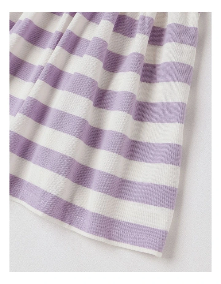 Polo Dress in Purple & Cream Stripe image 4