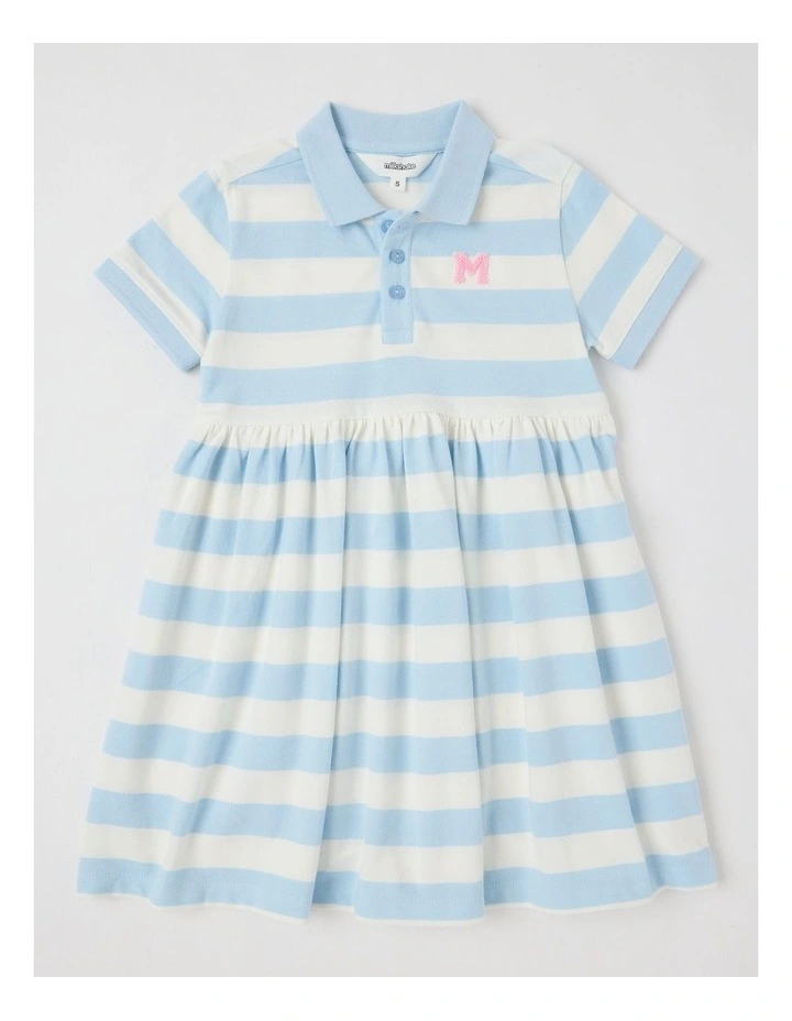 Polo Dress in Blue & Cream Stripe image 1