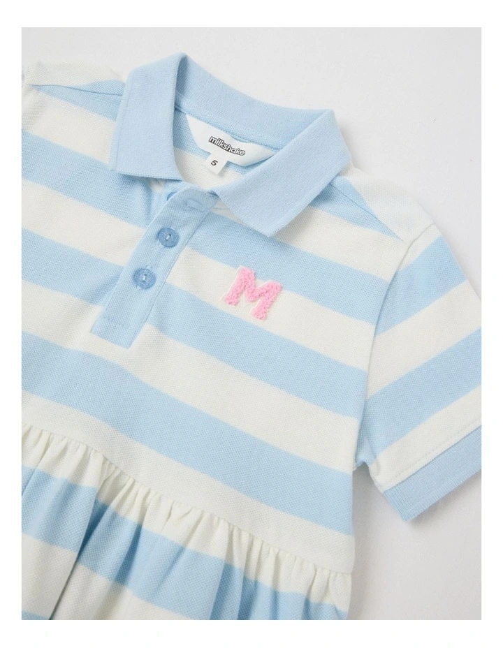 Polo Dress in Blue & Cream Stripe image 2