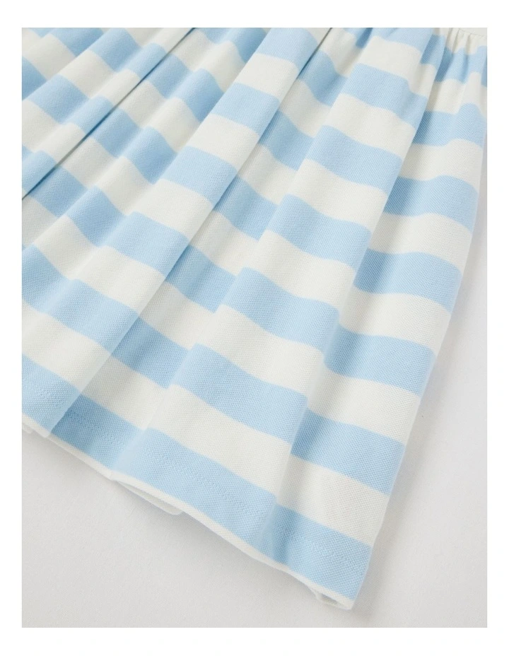Polo Dress in Blue & Cream Stripe image 4