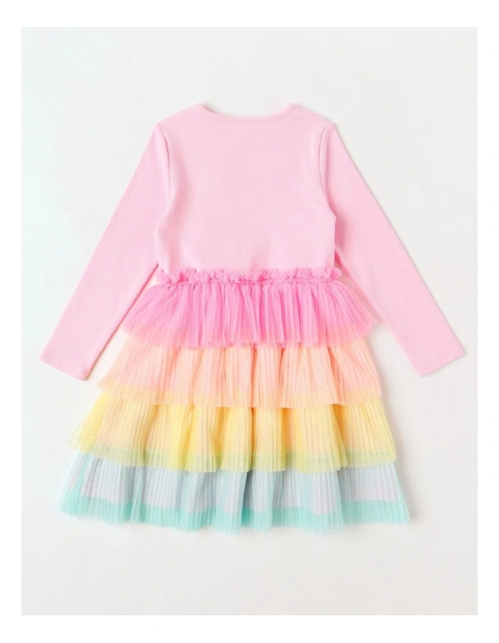 Long Sleeve Rib Top and Tulle Skirt with Sequin in Pink Heart image 3