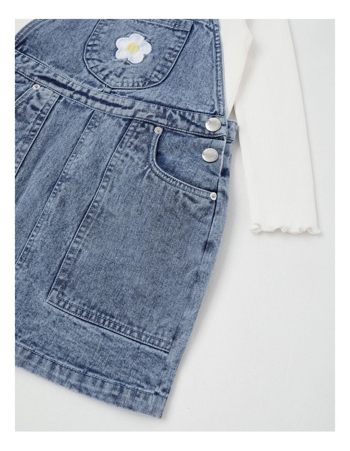 Denim Pinafore & Tee Set in Blue Daisy image 4
