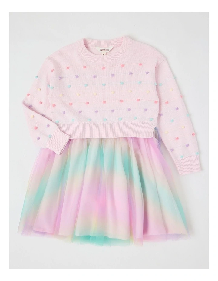 Long Sleeve Knit Sweater and Tutu Dress in Pink image 1