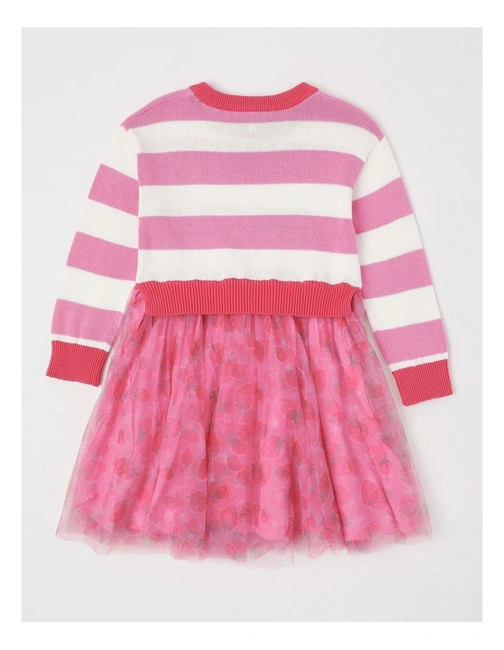 Long Sleeve Knit Sweater and Tutu Dress in Pink Stripe image 3