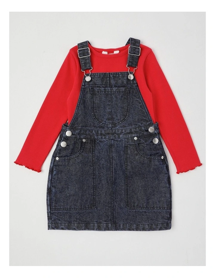 Denim Pinafore & Tee Set in Dark Denim image 1