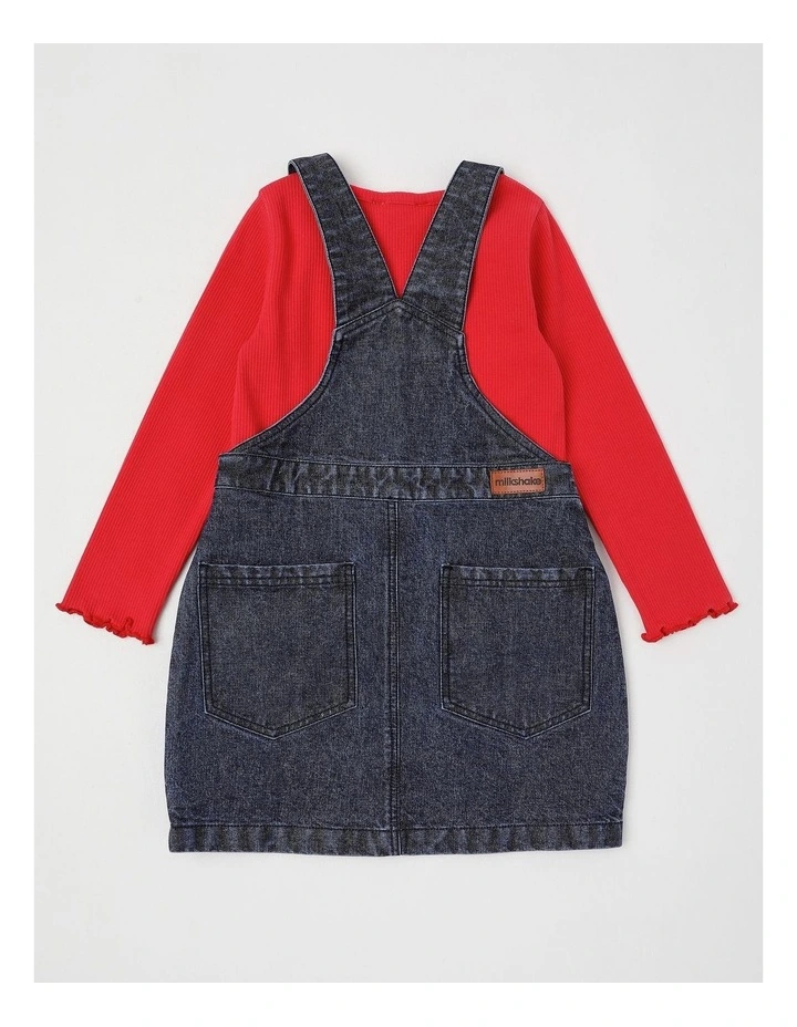 Denim Pinafore & Tee Set in Dark Denim image 3