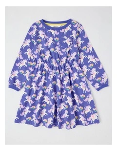 Long Sleeve Dress Fit and Flare Dress in Purple