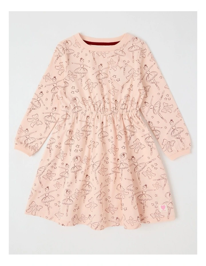 Long Sleeve Dress Fit and Flare Dress in Pink image 1