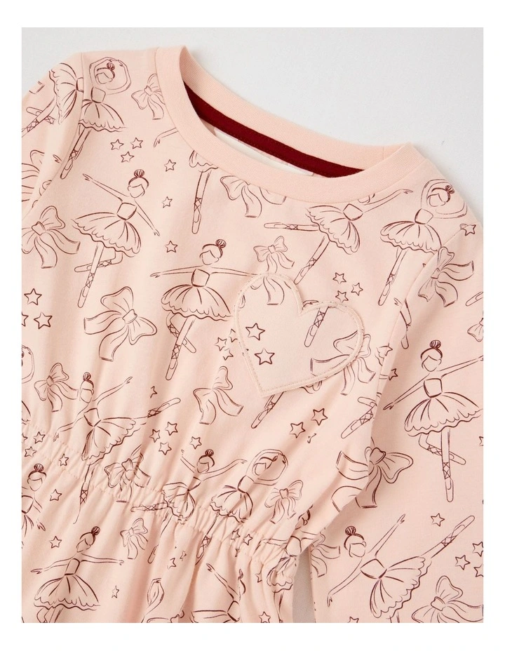 Long Sleeve Dress Fit and Flare Dress in Pink image 2