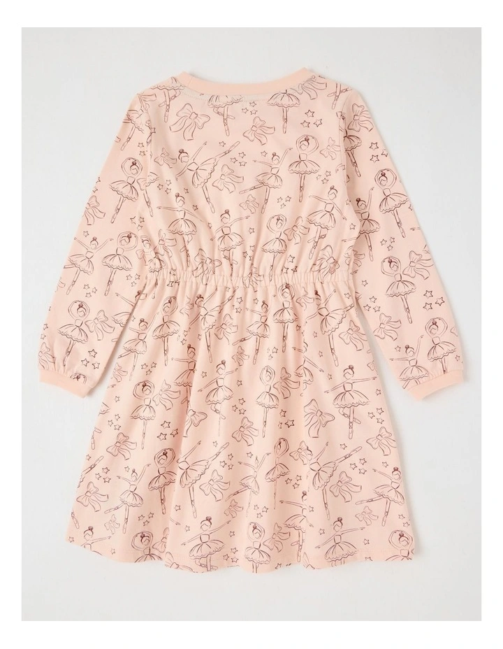 Long Sleeve Dress Fit and Flare Dress in Pink image 3