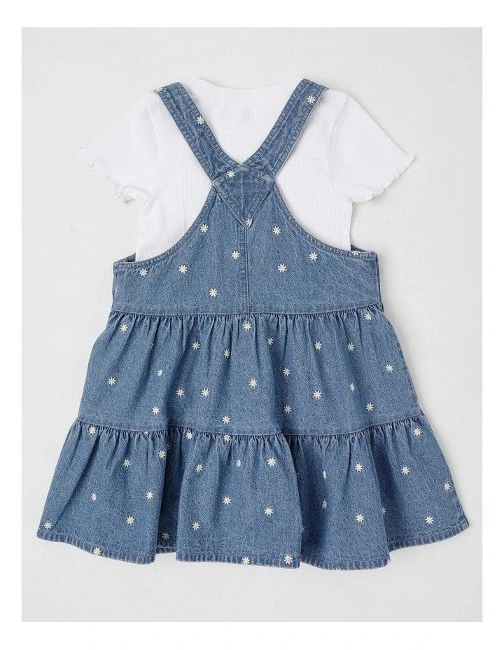 Chambray Tiered Pinafore With Tee in Daisy Denim image 3