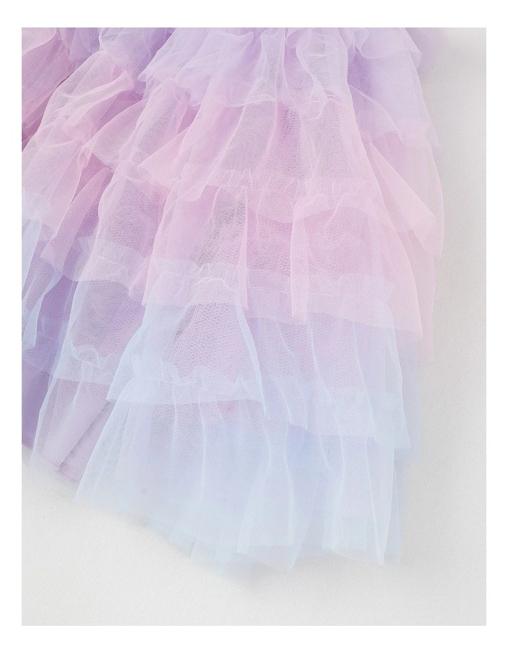 Sleeveless Sequin Bodice Ombre Tulle Tutu Dress in Purple/Multi Ombre image 4