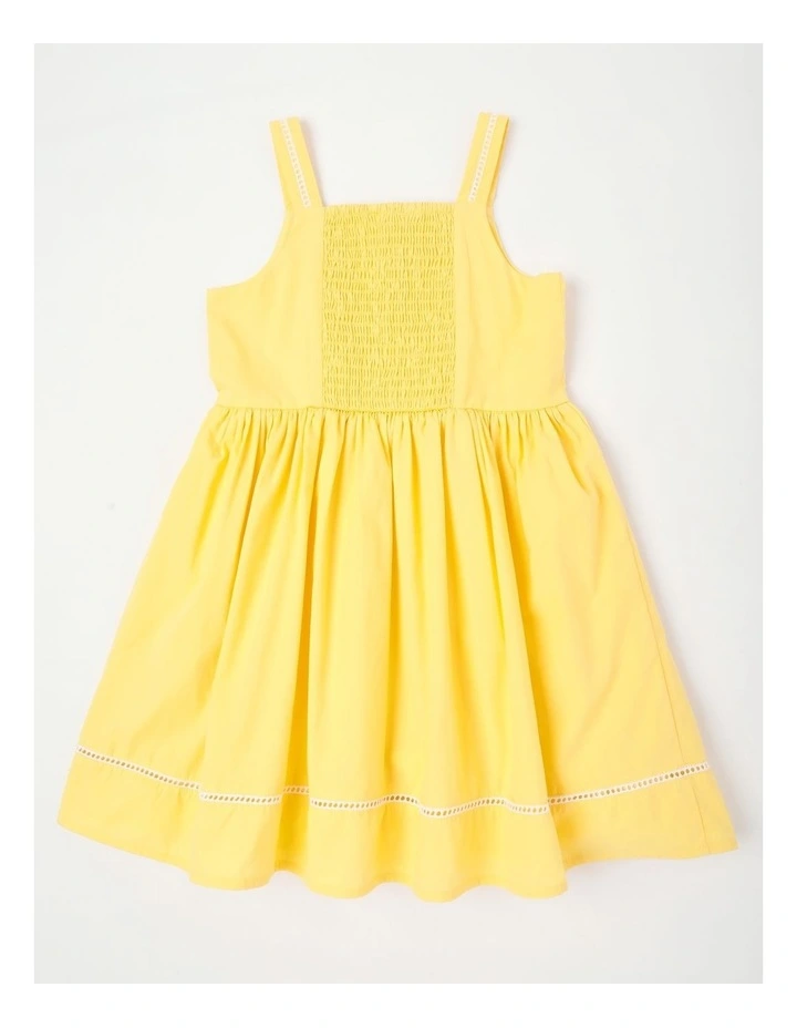 Sleeveless Button Front Dress With Pockets in Yellow image 3