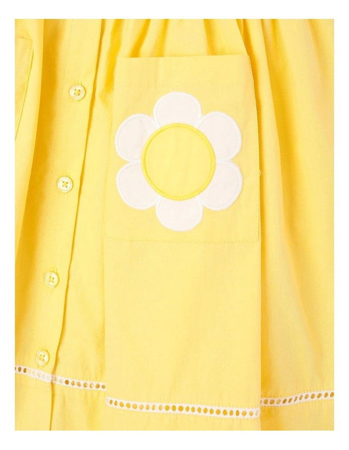 Sleeveless Button Front Dress With Pockets in Yellow image 4