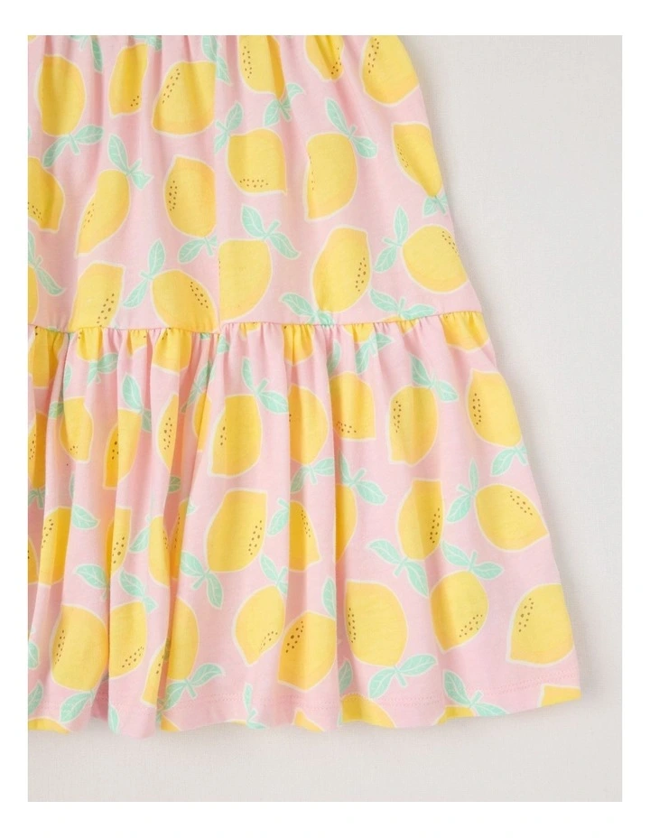 Frill Sleeve Jersey Dress in Lemons/Pink image 4