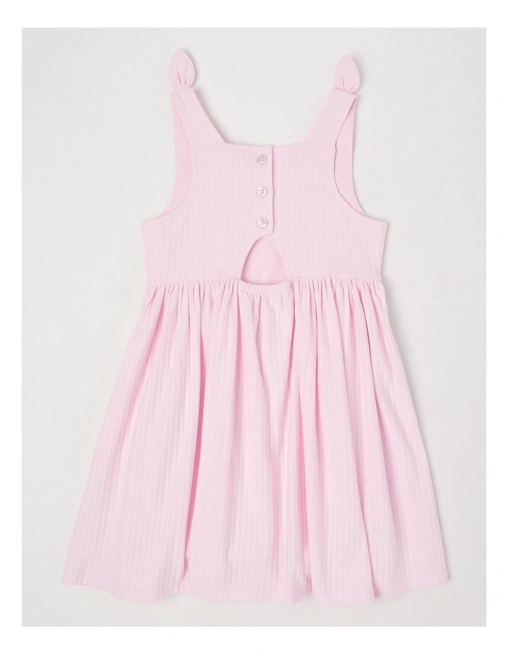 Striped Dress With Bow Straps in Light Pink/White image 3