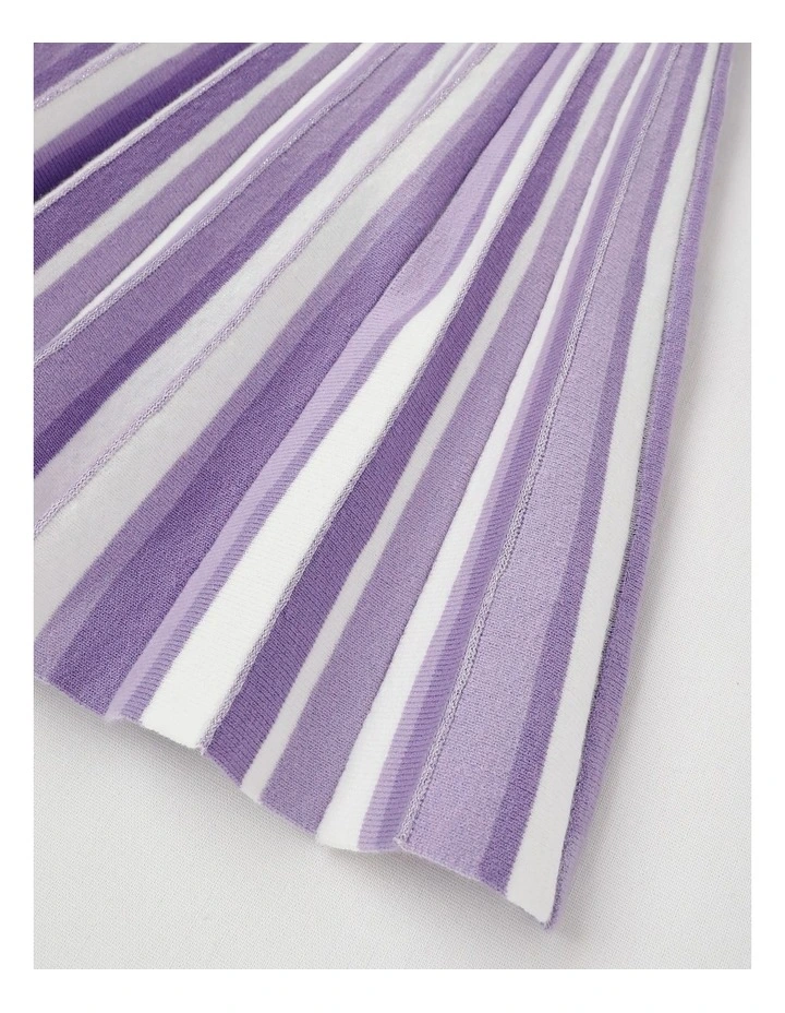 Sleeveless Fully Fashion Pleated Knit Dress in Purple image 4