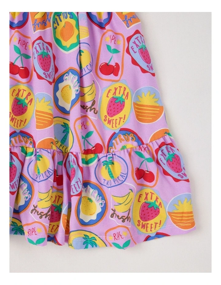 Puff Sleeve Shirred Dress in Tropical Vacation Pink image 4