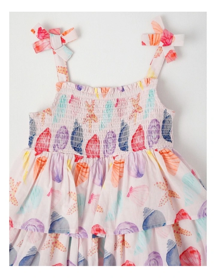 3-Tiered Dress With Bow Straps in Shells/Multi image 2