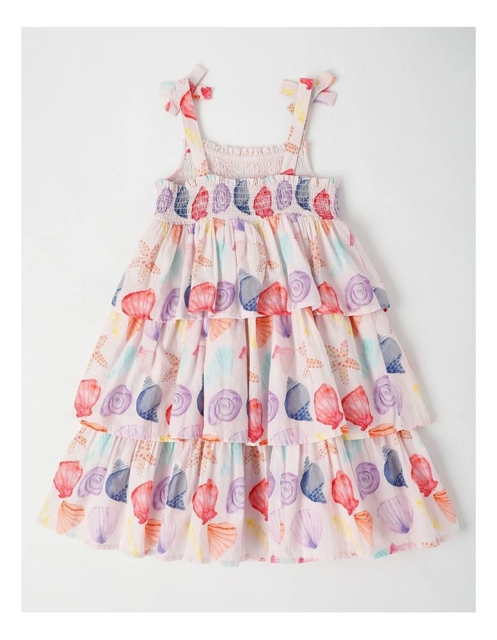 3-Tiered Dress With Bow Straps in Shells/Multi image 3