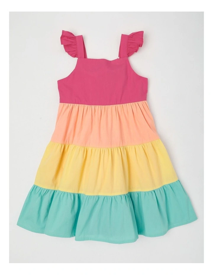 Frill Strap Tiered Dress in Rainbow image 1