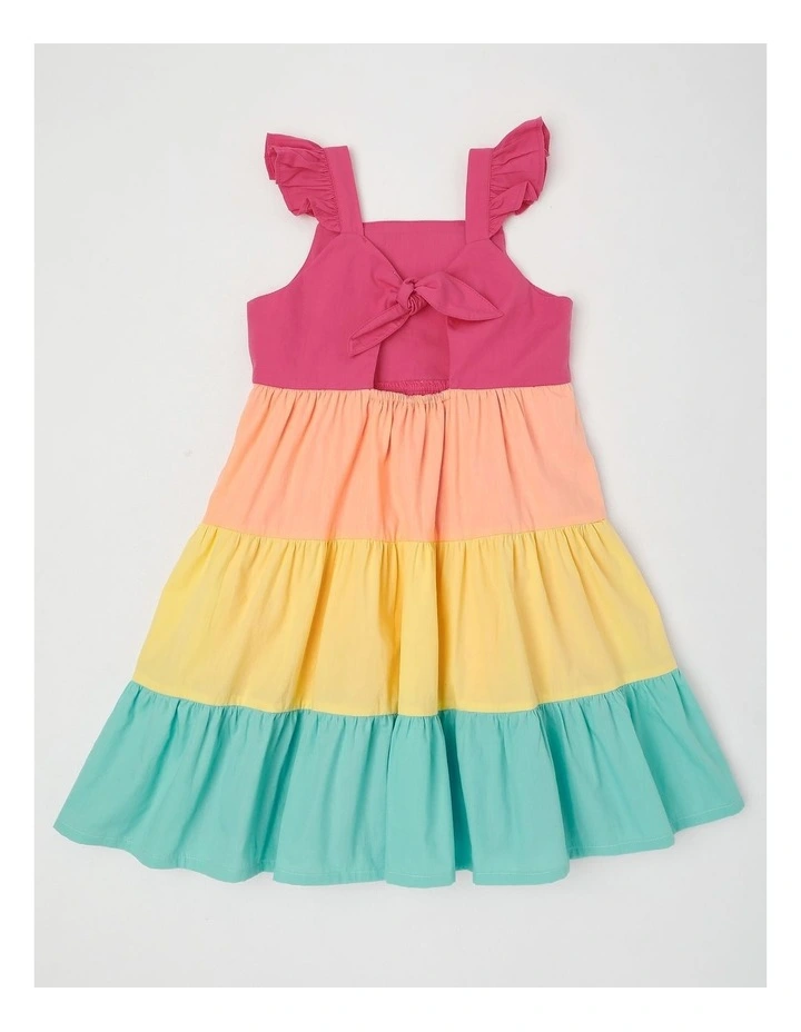 Frill Strap Tiered Dress in Rainbow image 3