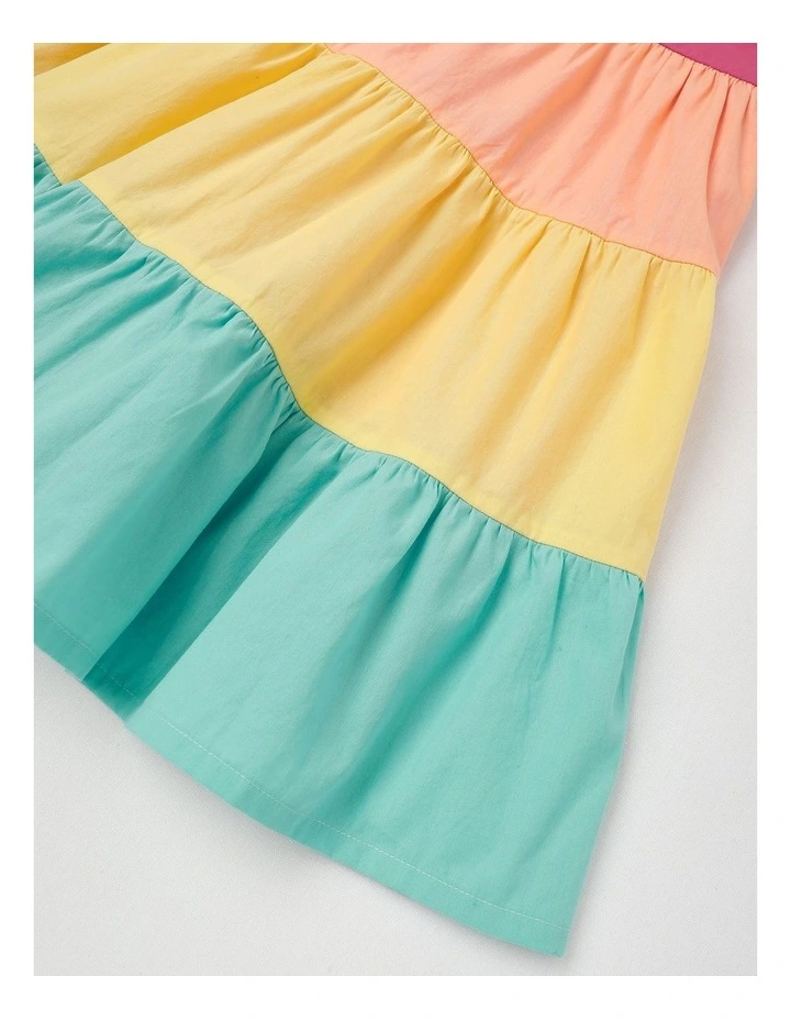 Frill Strap Tiered Dress in Rainbow image 4