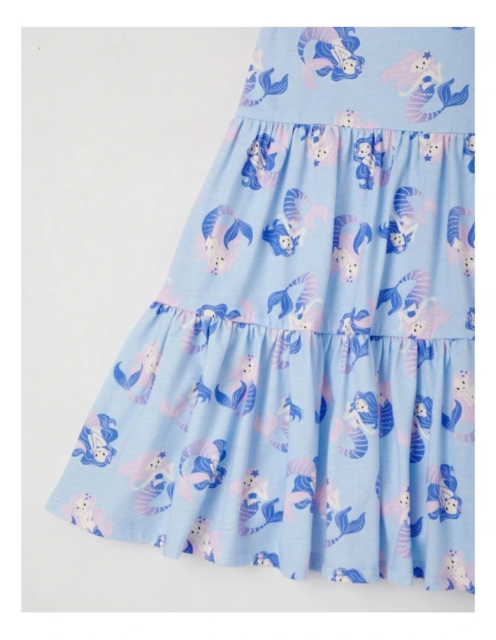 Frill Sleeve Jersey Dress in Mermaids/Light Blue image 4