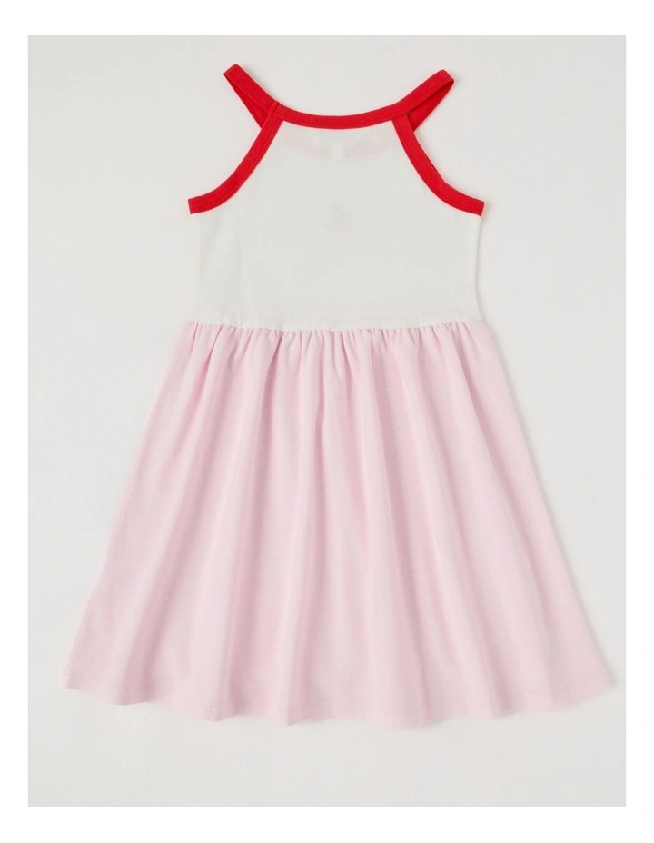 Halter Neck Knit Kinder Dress in Cherries/Light Pink & White image 3