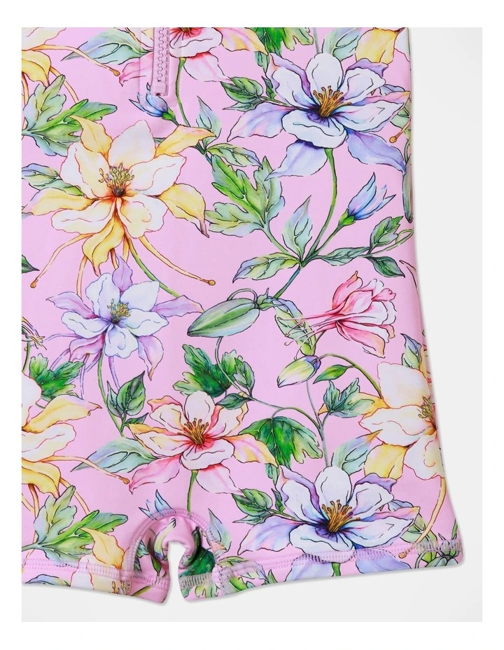 Floral One Piece Zip Front Rashsuit in Pink image 4