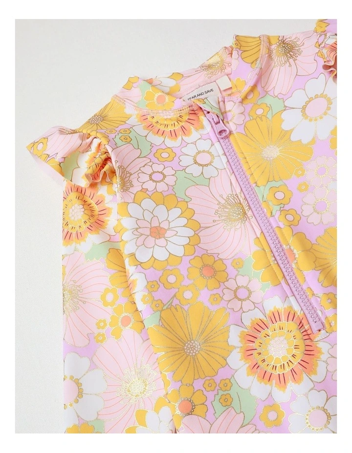 Long Sleeve One Piece Rashie with Ruffles in Floral image 4