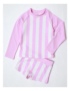 Long Sleeve Rashvest and Short Set in PInk