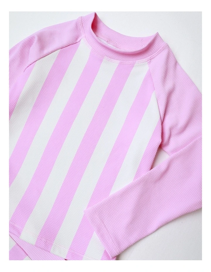 Long Sleeve Rashvest and Short Set in PInk image 2