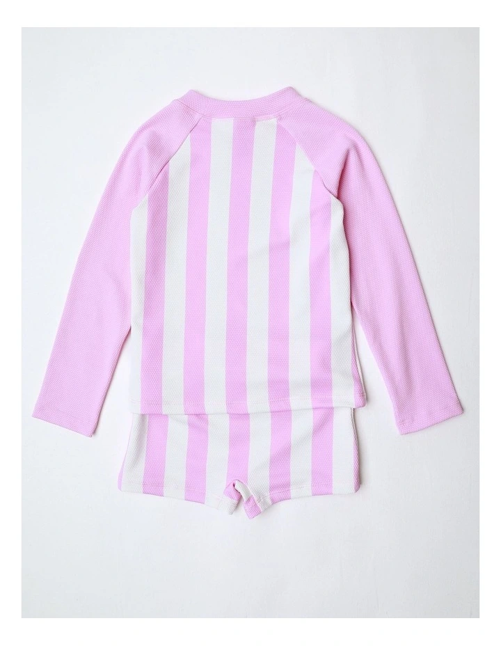 Long Sleeve Rashvest and Short Set in PInk image 3