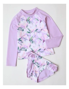 Long Sleeve Rashvest Bikini Bottom Set in Lilac