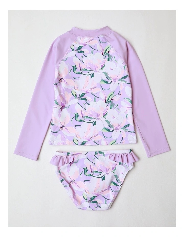 Long Sleeve Rashvest Bikini Bottom Set in Lilac image 3