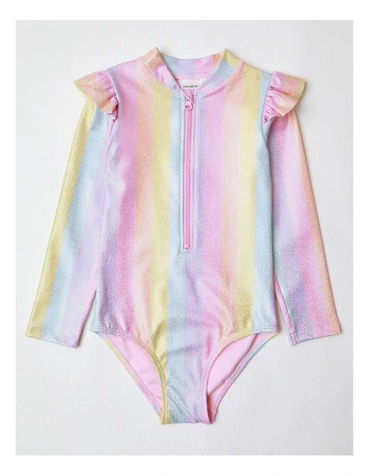 Long Sleeve One Piece Rashie in Rainbow image 1