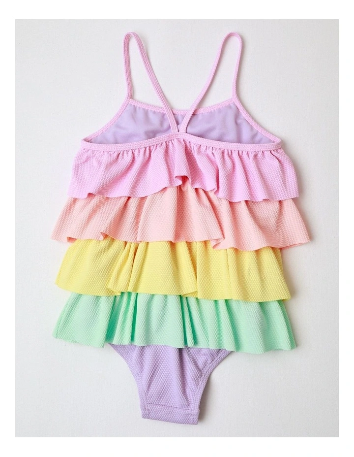 Tiered Ruffle On Piece Bather in Rainbow image 3